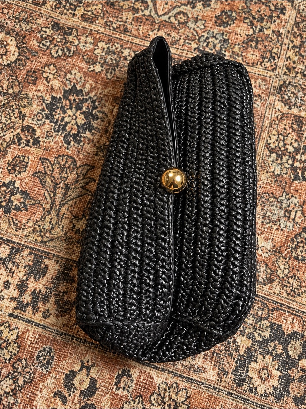 Furla Sfera Soft Clutch Black With Gold Closure